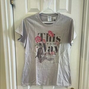 Gray Graphic T-Shirt with Floral Design